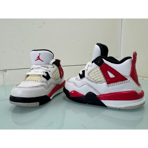 Nike Air Jordan 4 Retro TD \'Fire Red\' 4 Toddler Shoes Kids Black White Red Sz 5C main image 4